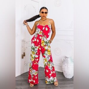 Floral Red Jumpsuit